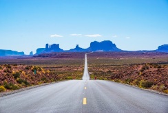 The road to Monument Valley on a clear summer day.